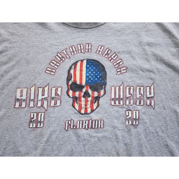 T-SHIRT-DAYTONA BEACH BIKE WEEK 2020-Flag Skull-Gray-MEN'S XL - Picture 4 of 12